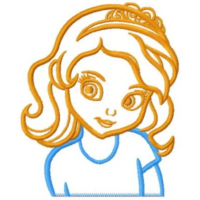 Sofia applique embroidery design featuring Sofia the First, ideal for embellishing children's garments and accessories.
