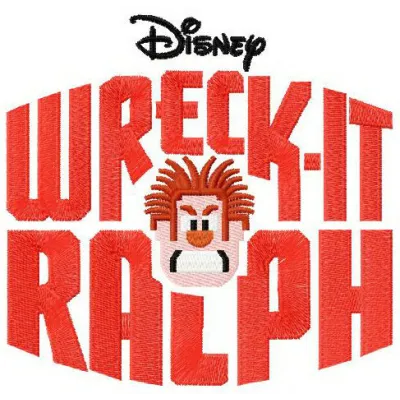 Wreck-It Ralph logo embroidery design featuring vibrant colors, ideal for stitching on shirts and bags.