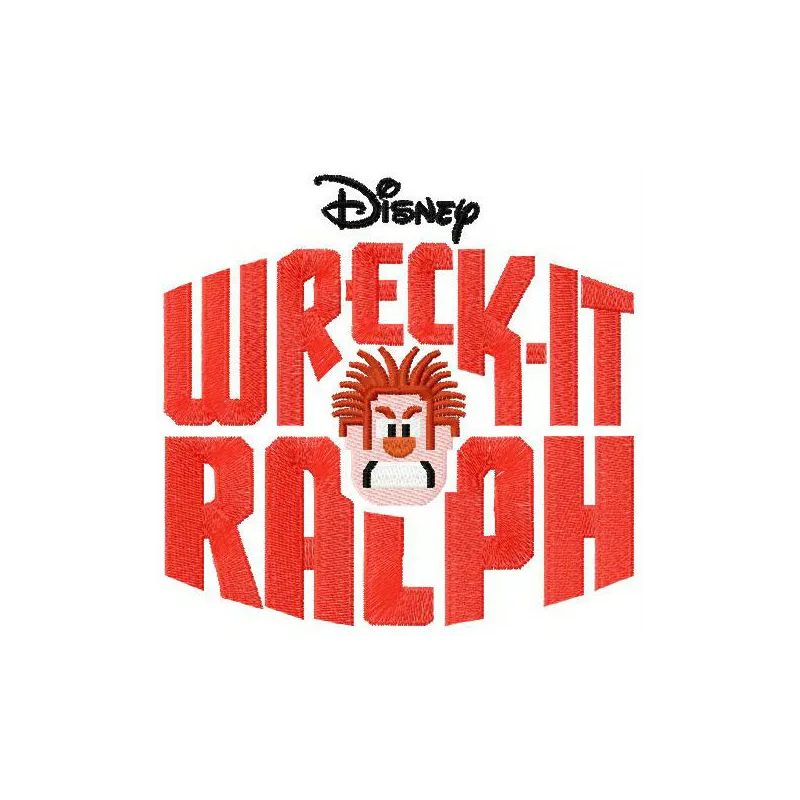 Wreck-It Ralph logo embroidery design featuring vibrant colors, ideal for stitching on shirts and bags.