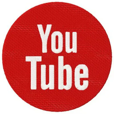 Embroidery design of the YouTube logo, showcasing detailed stitching patterns for social media projects.