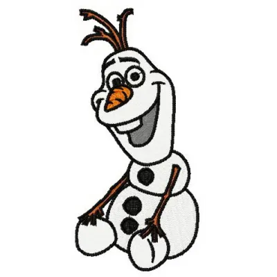 Happy Olaf 2 embroidery design featuring a cheerful snowman from Frozen, ideal for stitching on t-shirts and hoodies.