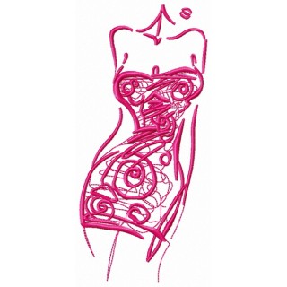 Pink cocktail dress embroidery design - Embroidery Design