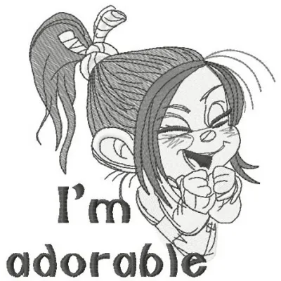 Embroidery design preview of Vanellope sketch 3 from Wreck-It Ralph, showcasing detailed stitching patterns.