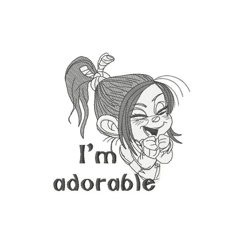 Embroidery design preview of Vanellope sketch 3 from Wreck-It Ralph, showcasing detailed stitching patterns.