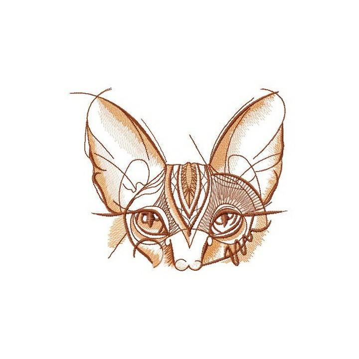 Attentive cat embroidery design - Embroidery Design