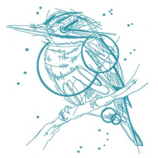 Funny bird on tree branch one color embroidery design - Embroidery Design