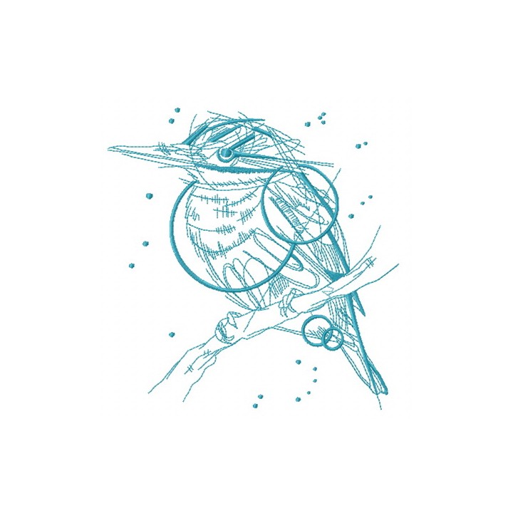 Funny bird on tree branch one color embroidery design - Embroidery Design