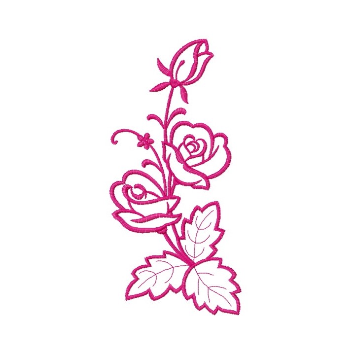 Pink rose embroidery design - Embroidery Design