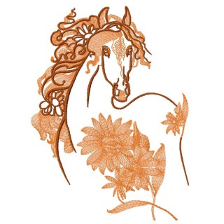 Orange horse embroidery design - Embroidery Design