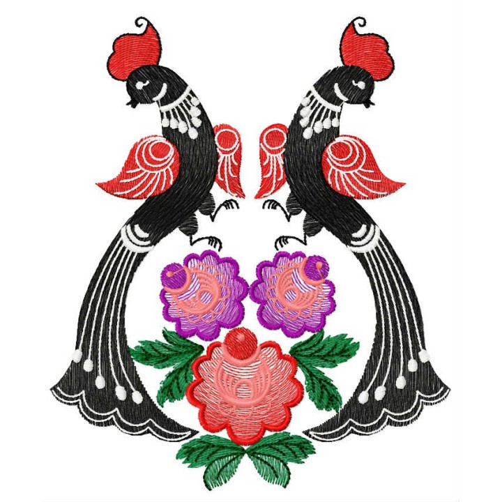 Peacock pair embroidery design - Embroidery Design