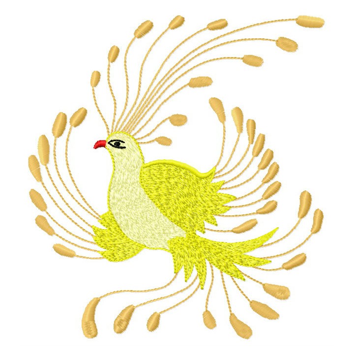 Golden bird embroidery design - Embroidery Design