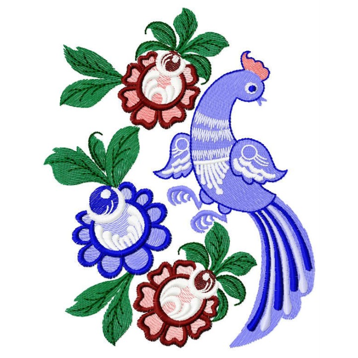 Fantastic bird and flowers embroidery design - Embroidery Design