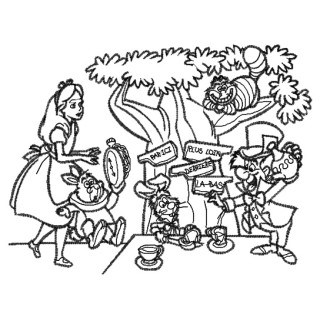 Alice in Wonderland sketch embroidery design - Embroidery Design