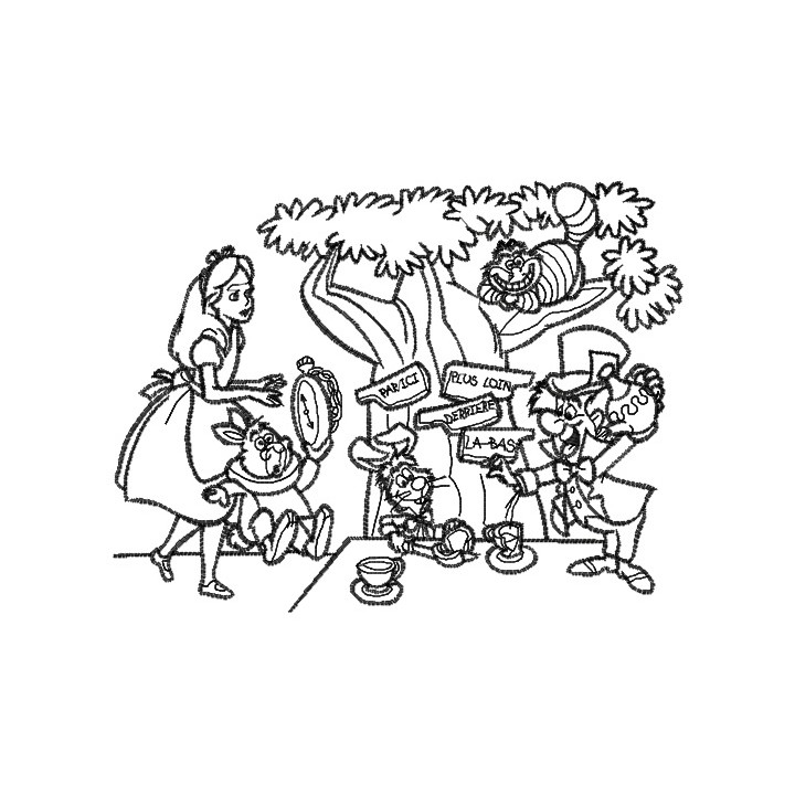 Alice in Wonderland sketch embroidery design - Embroidery Design