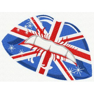 UK flag lips embroidery design - Embroidery Design