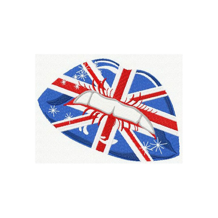 UK flag lips embroidery design - Embroidery Design