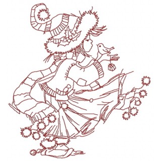 It's windy before Christmas one color embroidery design - Embroidery Design