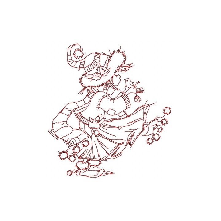 It's windy before Christmas one color embroidery design - Embroidery Design