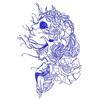 Witch and full moon one color embroidery design - Embroidery Design