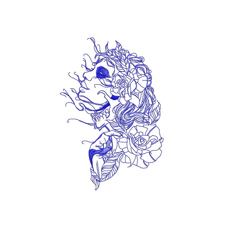 Witch and full moon one color embroidery design - Embroidery Design