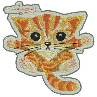 Angry kitten badge embroidery design - Embroidery Design