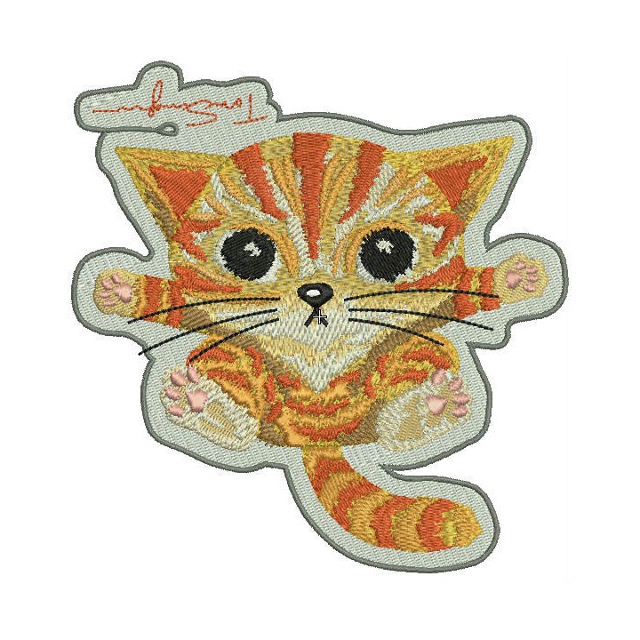 Angry kitten badge embroidery design - Embroidery Design