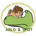 Arlo and Spot 3 embroidery design featuring characters from The Good Dinosaur, ideal for creative stitching projects.