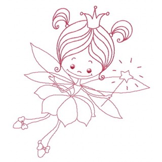 Fairy princess sketch embroidery design - Embroidery Design