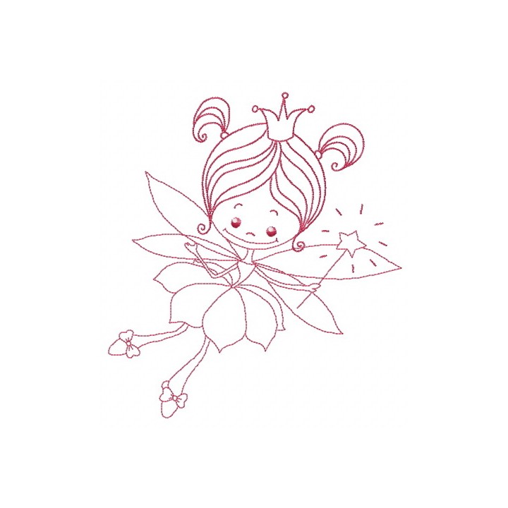 Fairy princess sketch embroidery design - Embroidery Design