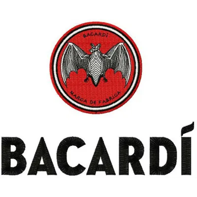 Bacardi logo embroidery design preview, showcasing intricate stitching patterns for beverage enthusiasts.