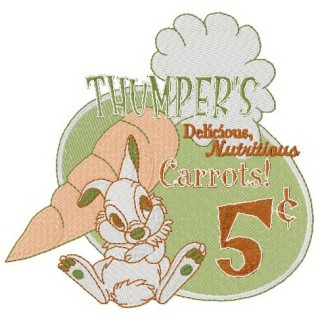 Thumper's carrots embroidery design - Embroidery Design