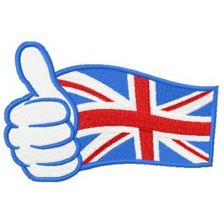 UK flag hand showing thumbs up embroidery design - Embroidery Design