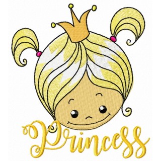 Cute princess face embroidery design - Embroidery Design
