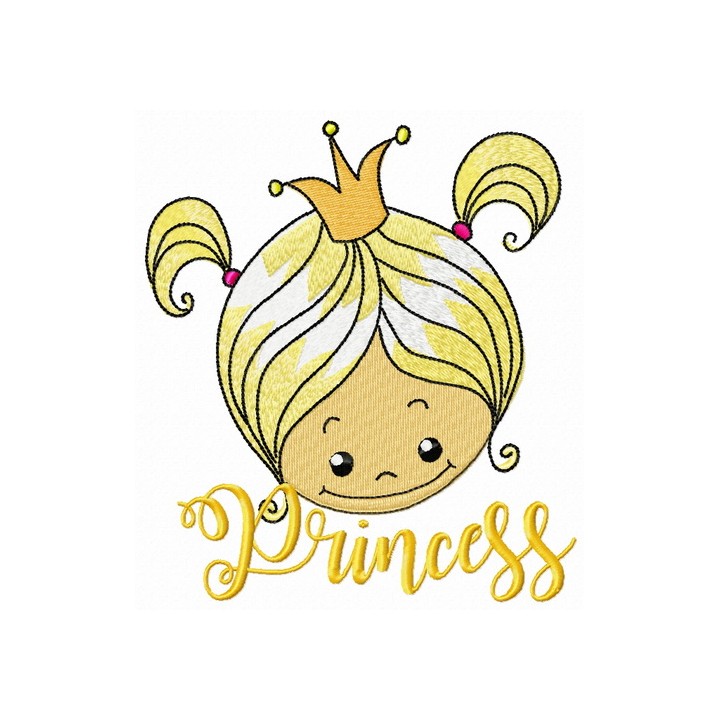 Cute princess face embroidery design - Embroidery Design