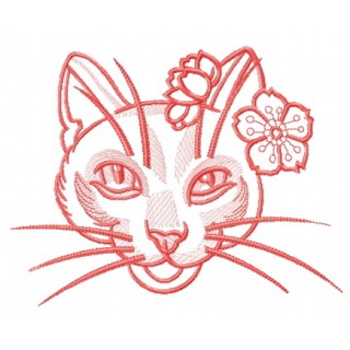 Stylish kitty one color embroidery design - Embroidery Design