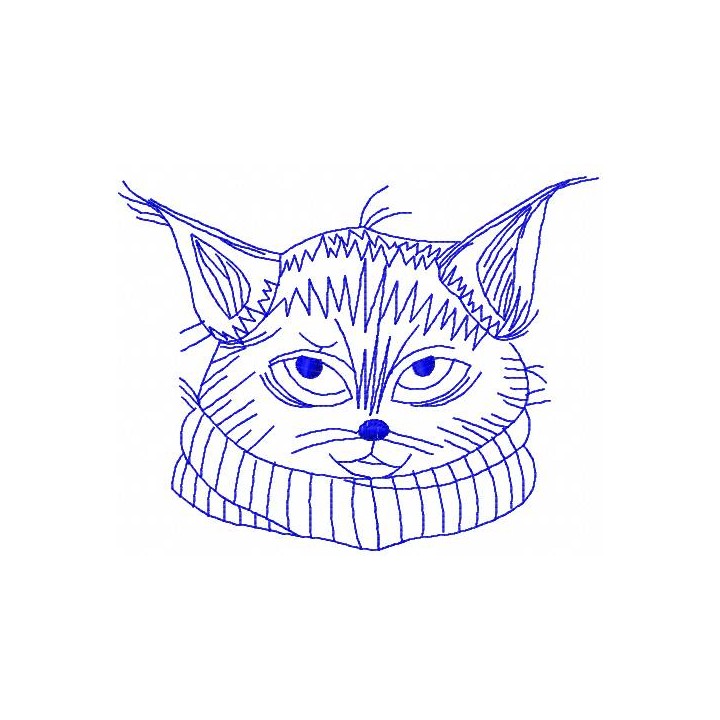 Cat with scarf redwork embroidery design - Embroidery Design