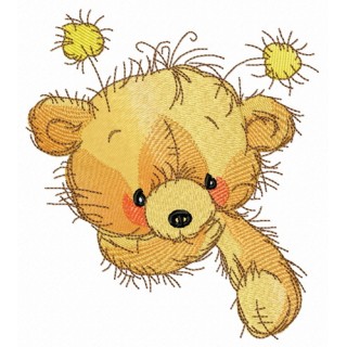 Cute teddy bear with horns embroidery design - Embroidery Design