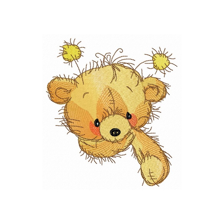 Cute teddy bear with horns embroidery design - Embroidery Design