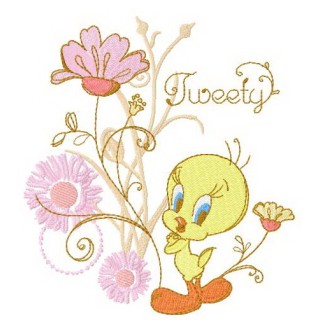 Tweety spring mood embroidery design - Embroidery Design