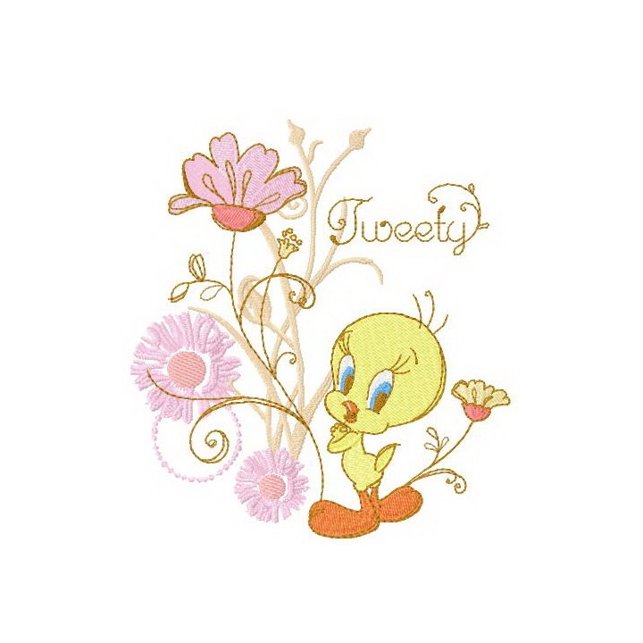 Tweety spring mood embroidery design - Embroidery Design