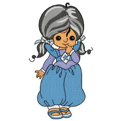 Indigo Curious embroidery design from the Rainbow Brite collection, showcasing vibrant colors and whimsical motifs.