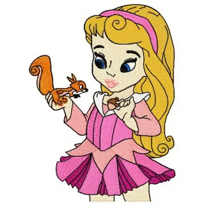 Preview of Young Aurora embroidery design featuring a whimsical Sleeping Beauty motif for creative stitching.