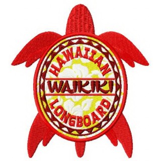 Waikiki turtle badge embroidery design - Embroidery Design