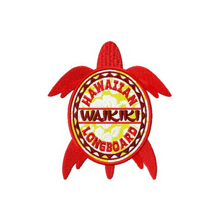 Waikiki turtle badge embroidery design - Embroidery Design