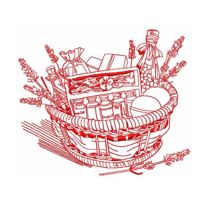 Flowers basket redwork embroidery design - Embroidery Design