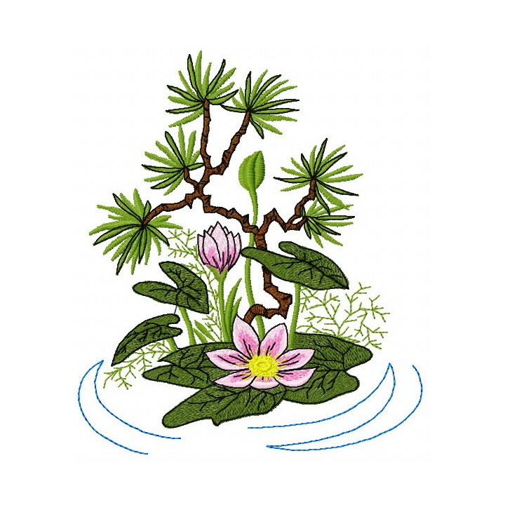 Lotus flower embroidery design - Embroidery Design