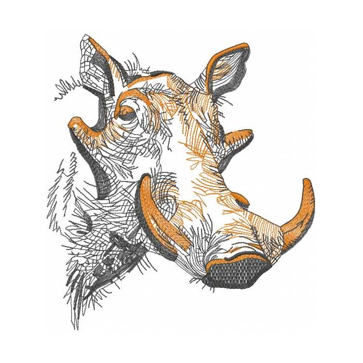 Rhino sketch 2 embroidery design - Embroidery Design