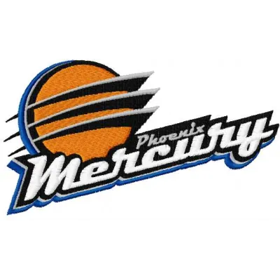 Phoenix Mercury logo embroidery design featuring a vibrant basketball motif for creative stitching projects.