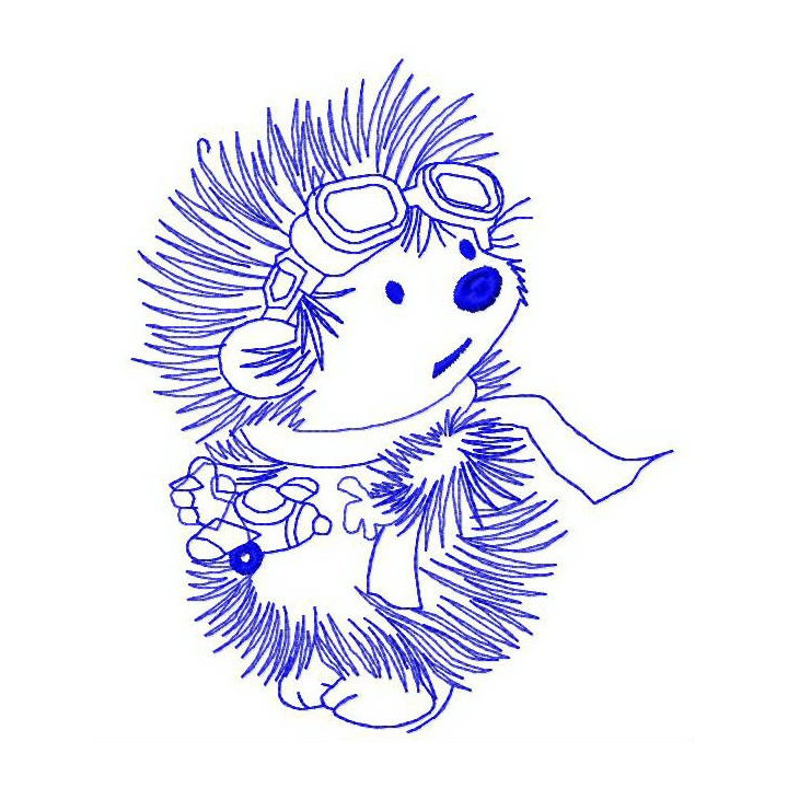 Hedgehog pilot 3 embroidery design - Embroidery Design