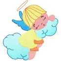 Sleeping angel 4 embroidery design preview showcasing a serene angel motif for creative stitching projects.